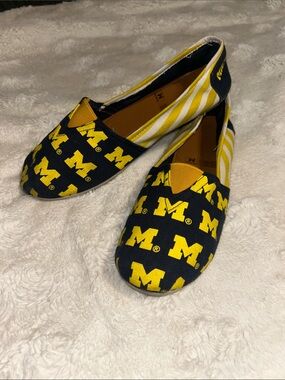 University of Michigan Navy & Yellow Slip-On Flats